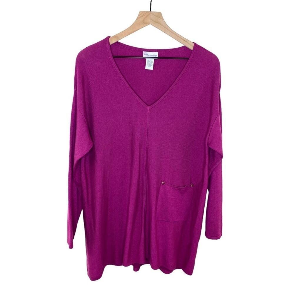 Soft Surroundings Women’s V-Neck Long Sleeve Tunic Sweater Size Petite Large
